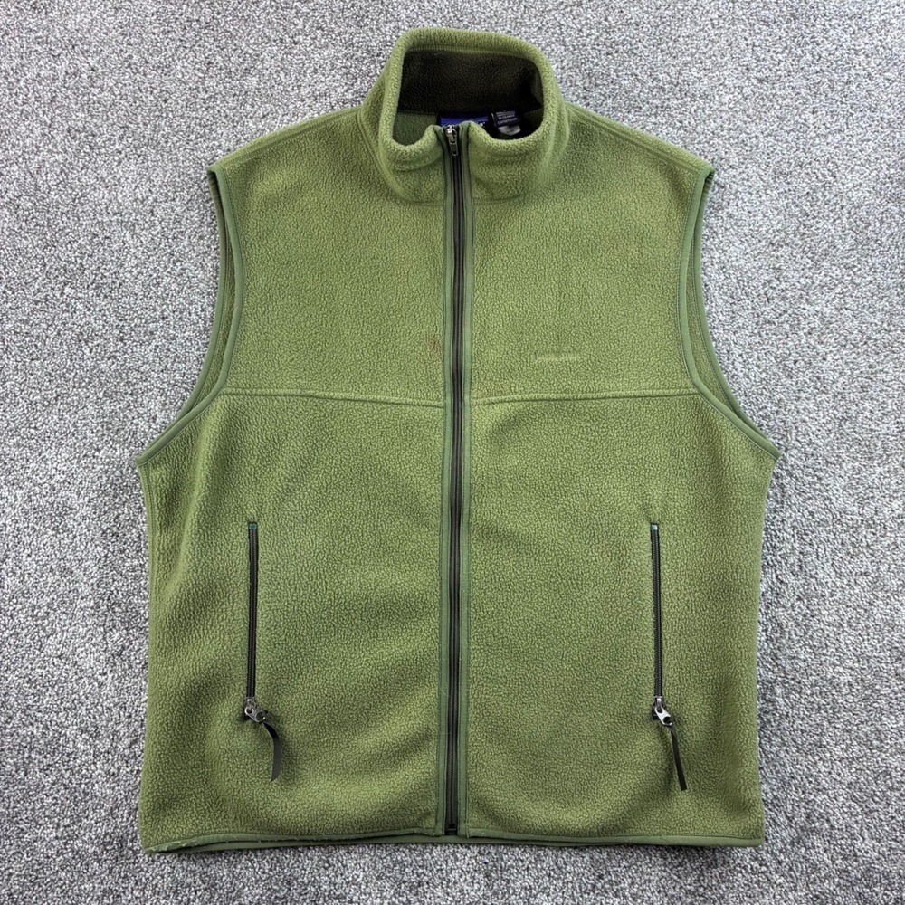 Vintage Patagonia Synchilla Vest Mens Large Green Fleece Full Zip Outdoor 21175
